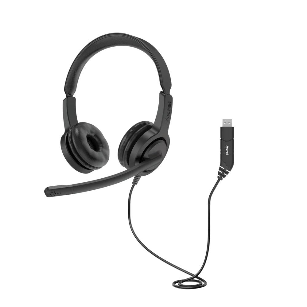Axtel VOICE USB28 HD Duo NC - High Definition USB Headset for Noisy Environments